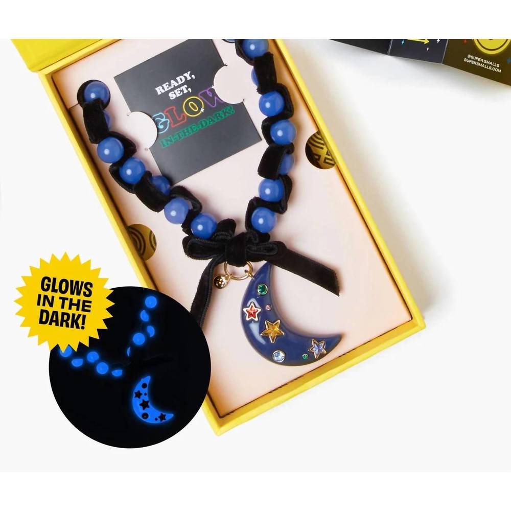 NEW SUPER SMALLS girl's moon glow in the dark necklace in blue